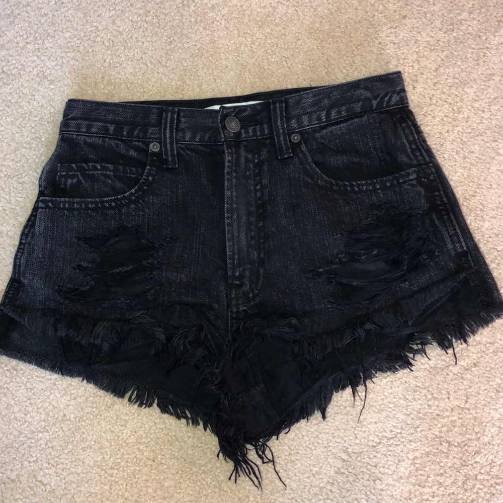 Black high waisted festival shorts